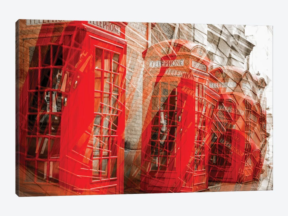 Falling Red Phone Boxes by Mark Paulda 1-piece Canvas Art Print