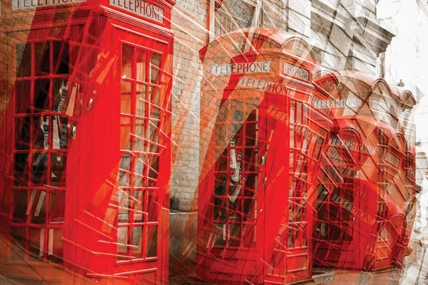 Double Exposure Photography: Falling Red Phone Boxes by Mark Paulda