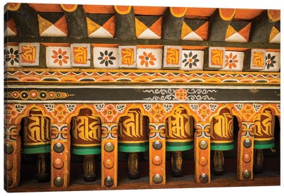 Bhutan Prayer Wheels Paro Dzong Canvas Art Print - Bhutan