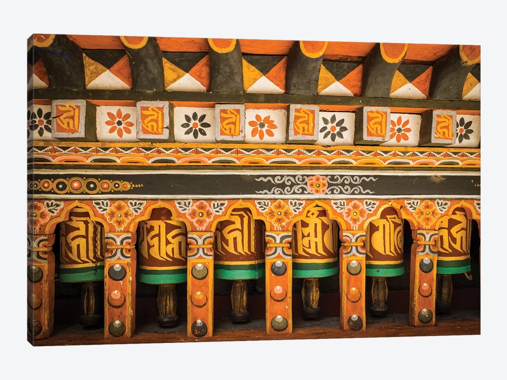 Bhutan Prayer Wheels Paro Dzong by Mark Paulda 1-piece Canvas Art Print