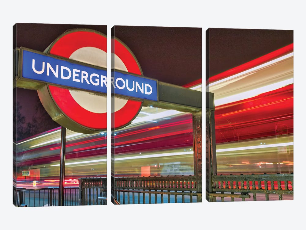 Double Decker Bus Light Trail At Marble Arch by Mark Paulda 3-piece Art Print