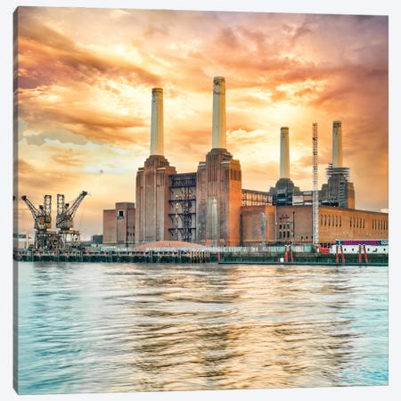 Battersea Power Station At Sunset Canvas Print #PAU445} by Mark Paulda Canvas Artwork