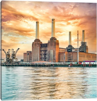 Battersea Power Station At Sunset Canvas Art Print - Mark Paulda