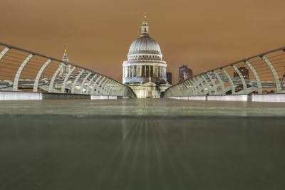 St. Paul's Cathedral And Millennium Bridge, London by Mark Paulda art print