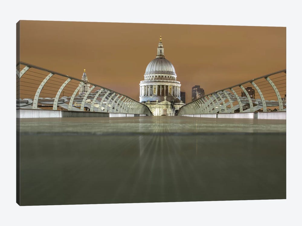 St. Paul's Cathedral And Millennium Bridge, London by Mark Paulda 1-piece Canvas Art Print