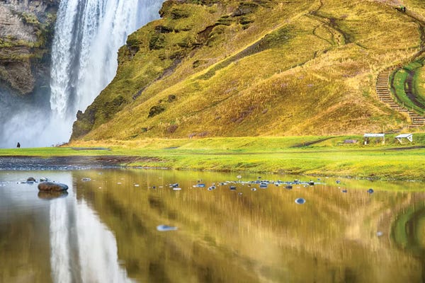 Skoger: Iceland Skogafoss Reflections by Mark Paulda