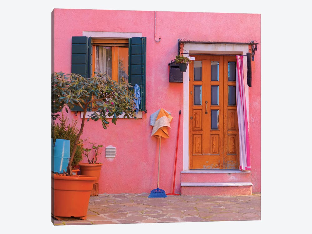 Burano, Italy, Pink House by Mark Paulda 1-piece Canvas Artwork