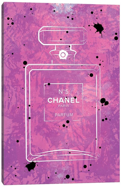 Pink Paint Chanel Perfume Canvas Art Print - Martina Pavlova Limited Edition