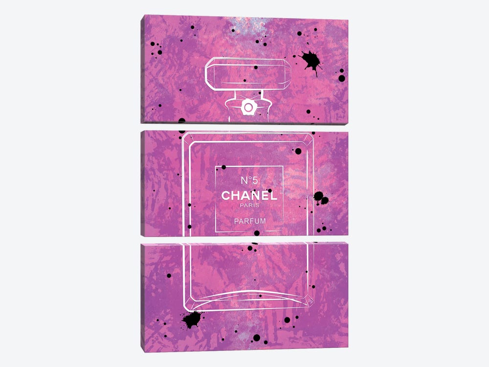 Pink Paint Chanel Perfume by Martina Pavlova 3-piece Canvas Print