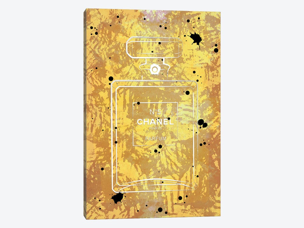 Golden Paint Chanel Perfume by Martina Pavlova 1-piece Canvas Artwork