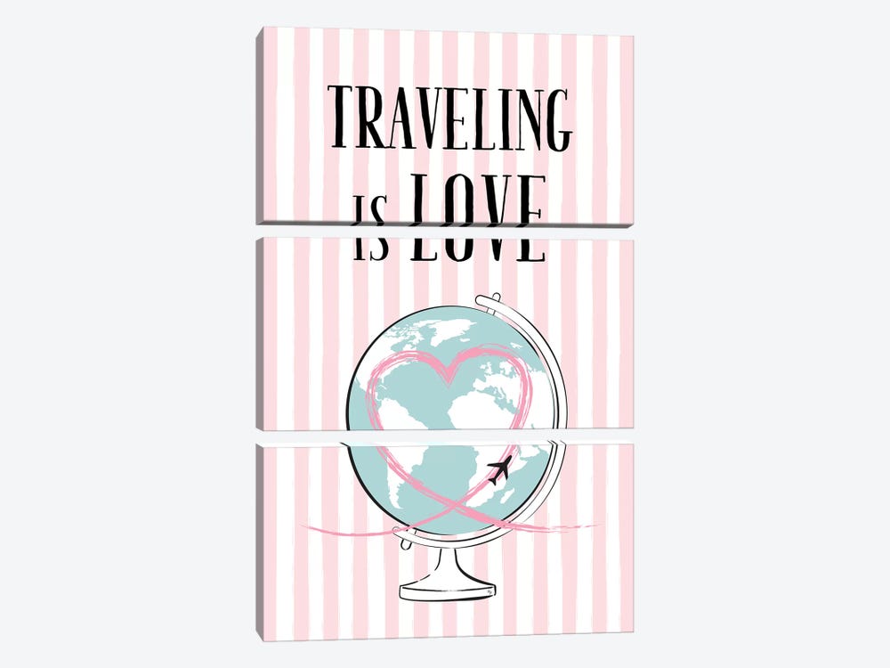 Traveling Is Love by Martina Pavlova 3-piece Canvas Art