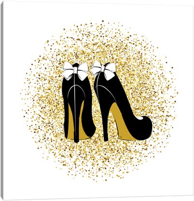 Luxury Glitter Heels Canvas Art Print - Martina Pavlova