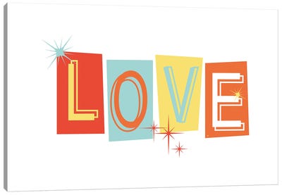 Retro Love Canvas Art Print - Love Typography