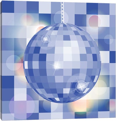 Blue Disco Ball Canvas Art Print - Disco Balls