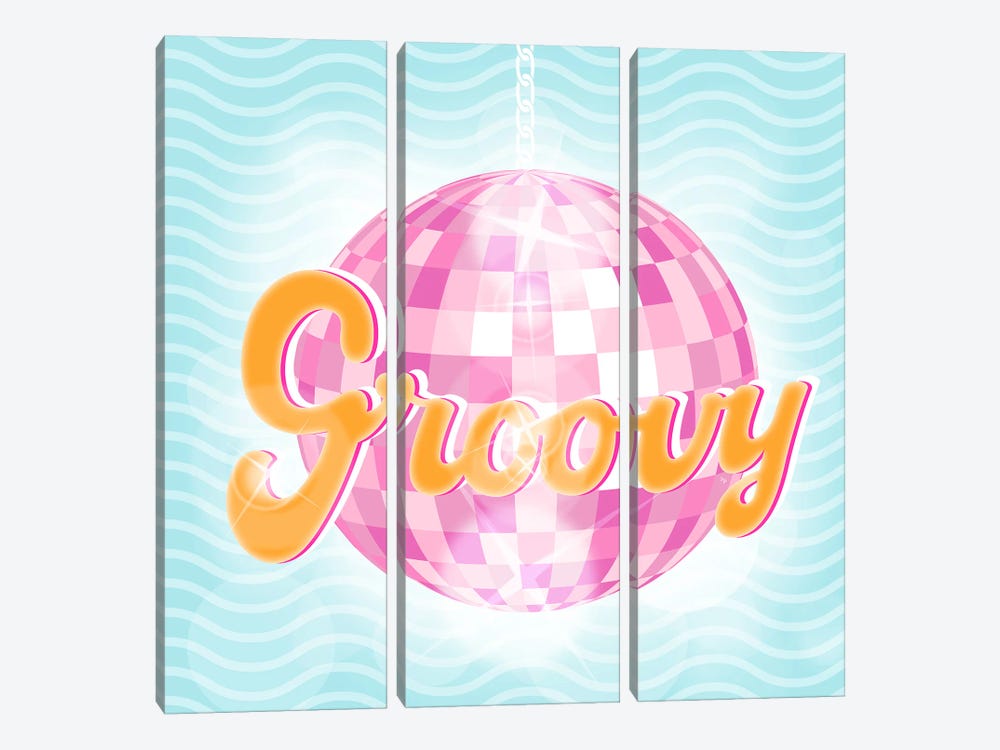 Groovy Disco Ball by Martina Pavlova 3-piece Canvas Art Print