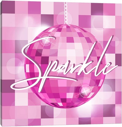 Sparkle Disco Ball Canvas Art Print - Fashion Typography