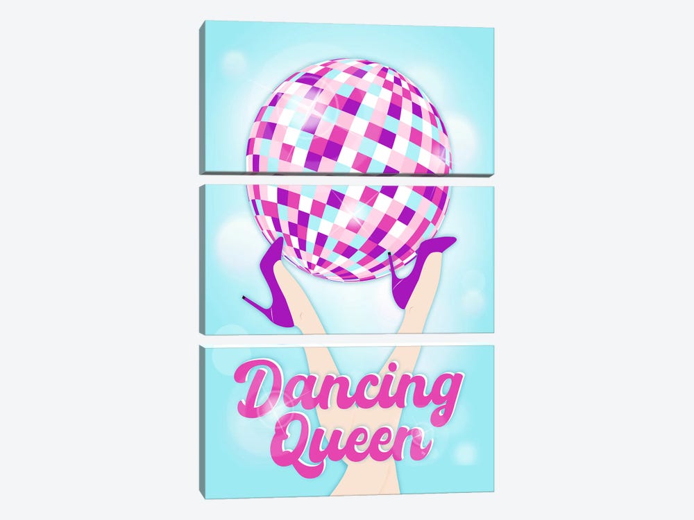 Dancing Queen Disco Ball by Martina Pavlova 3-piece Canvas Art Print