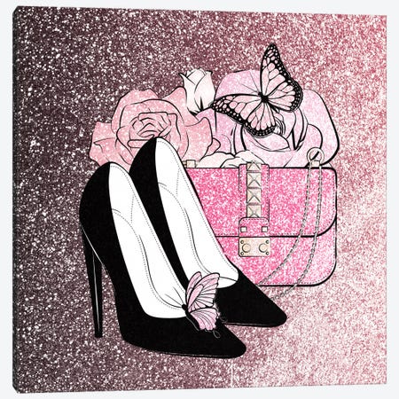 Pink Glitter Fashion Canvas Print #PAV1047} by Martina Pavlova Canvas Art