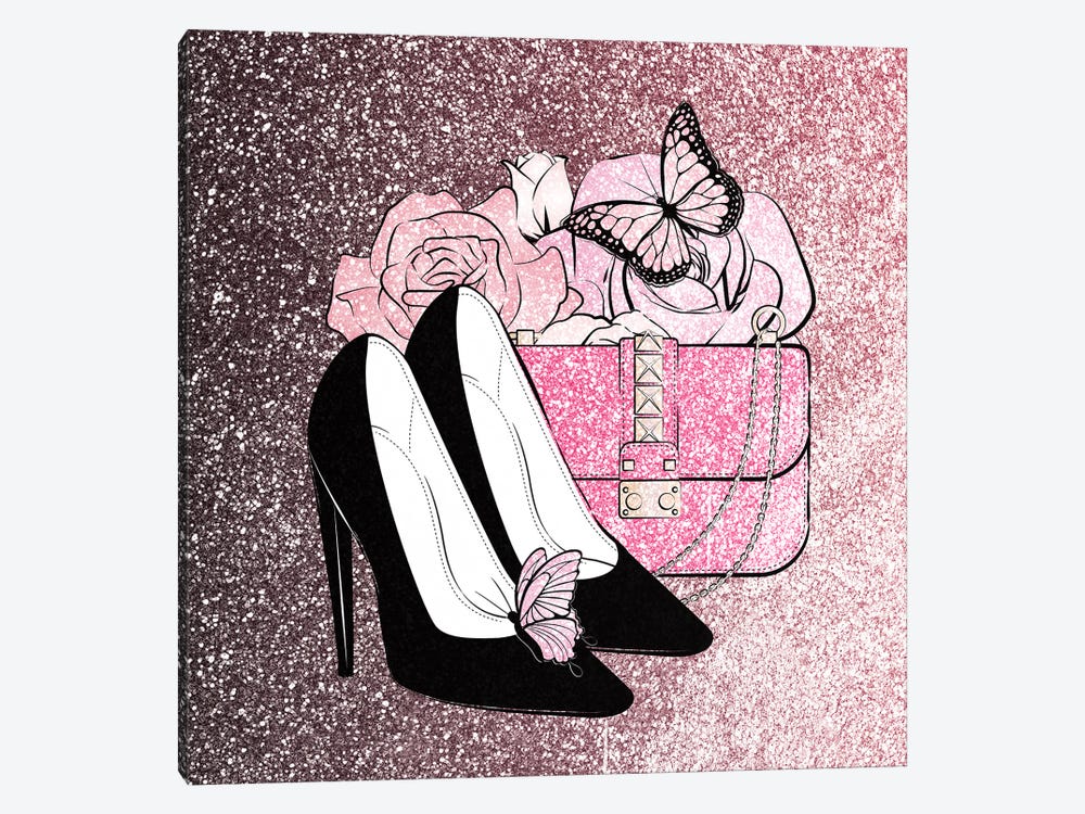 Pink Glitter Fashion by Martina Pavlova 1-piece Canvas Wall Art