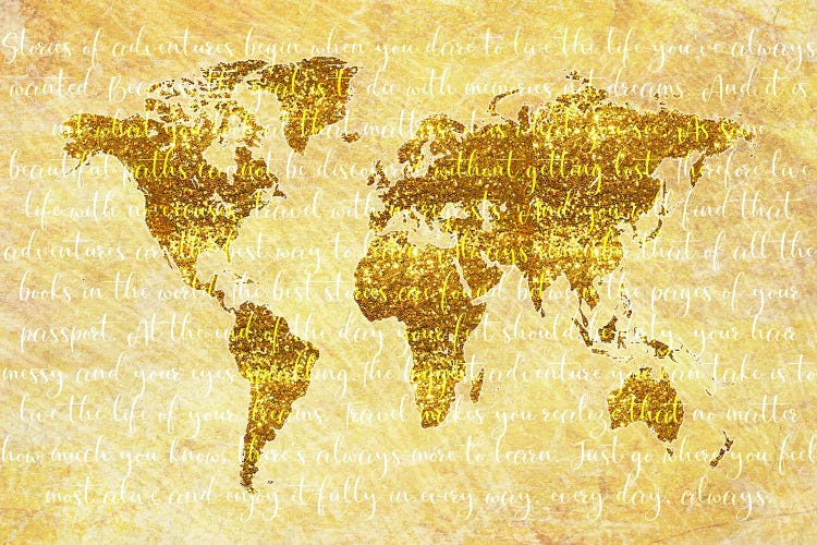 Golden World Map by Martina Pavlova wall art