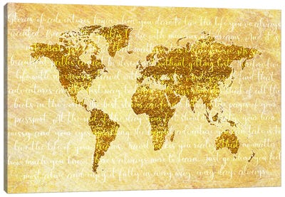 Golden World Map Canvas Art Print