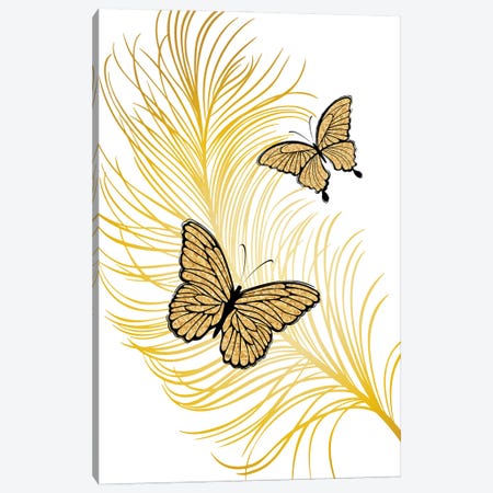 Golden Feather Luxury Canvas Print #PAV1049} by Martina Pavlova Canvas Print