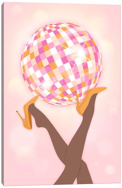Pink Disco Girl Canvas Art Print - Disco Balls