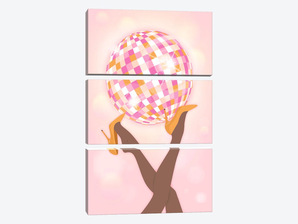Pink Disco Girl by Martina Pavlova 3-piece Canvas Wall Art