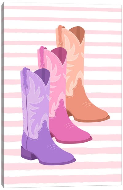 Bold Cowboy Boots Canvas Art Print - Stripe Patterns
