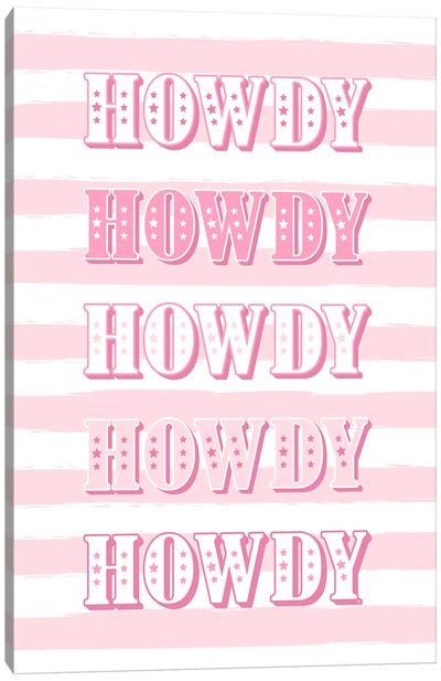 Howdy Text Canvas Art Print - Stripe Patterns