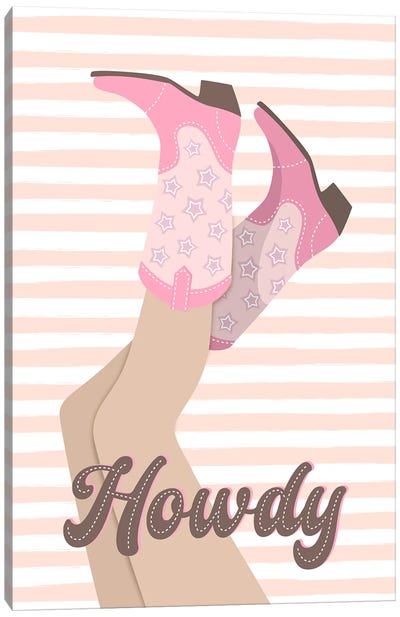 Howdy Cowgirl Canvas Art Print - Boots