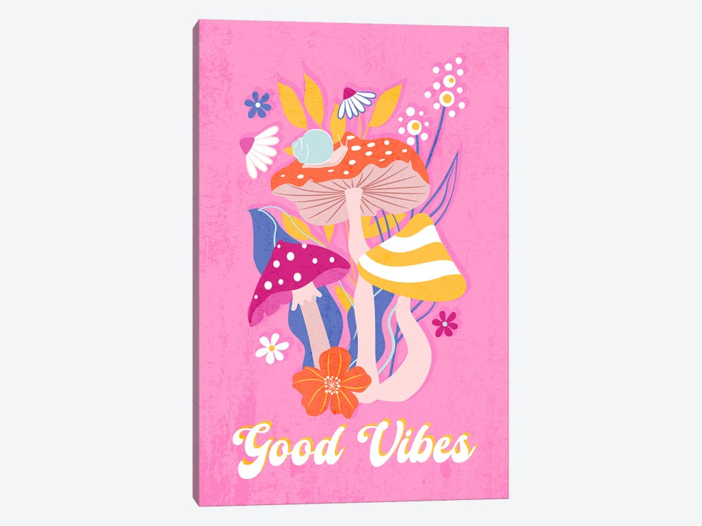 Good Vibes Mushrooms by Martina Pavlova 1-piece Art Print