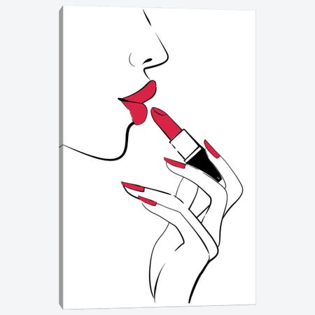 Red Lips Canvas Print #PAV1067} by Martina Pavlova Canvas Artwork