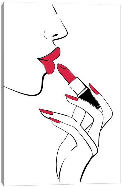 Red Lips Canvas Art Print - Make-Up Art
