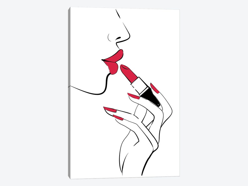 Red Lips by Martina Pavlova 1-piece Canvas Artwork