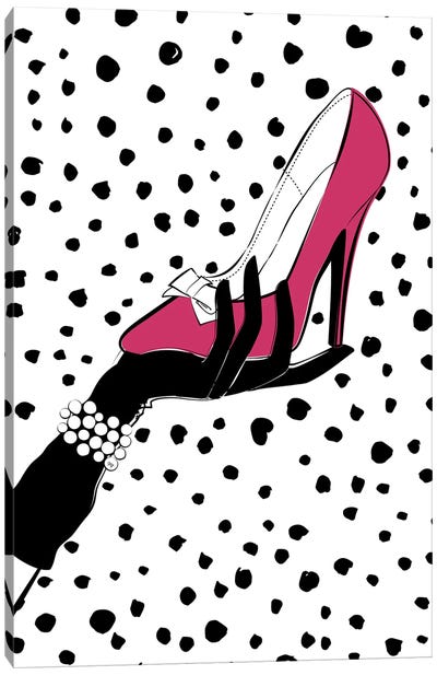 Pink Shoe Canvas Art Print - Jewelry Art