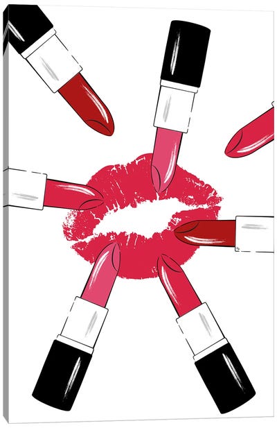 Red Lipsticks Canvas Art Print - Make-Up Art