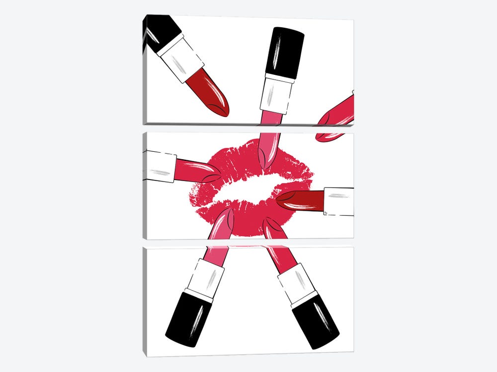 Red Lipsticks by Martina Pavlova 3-piece Canvas Art