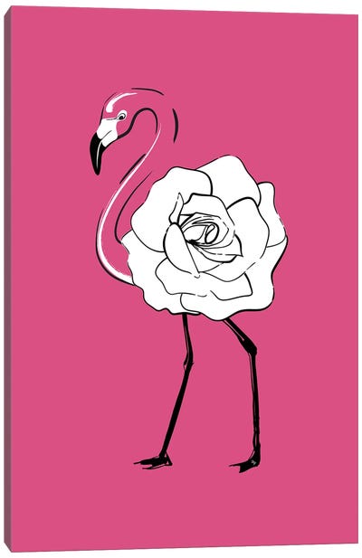 Rose Flamingo Canvas Art Print - Rose Art