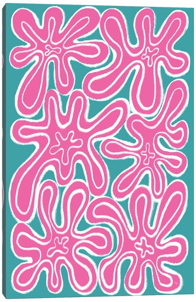 Abstract Pink Blooms Canvas Art Print - Martina Pavlova