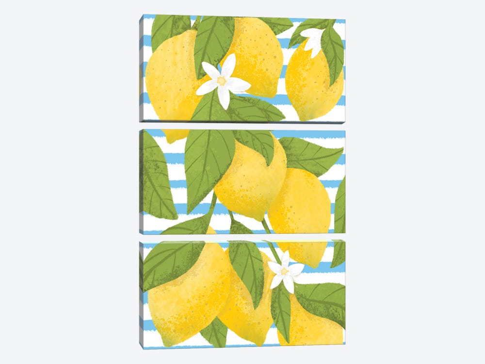 Positano Lemons by Martina Pavlova 3-piece Canvas Print