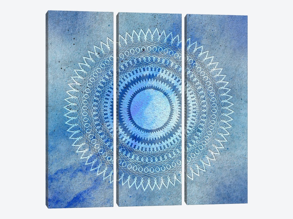 Blue Mandala One by Martina Pavlova 3-piece Canvas Wall Art