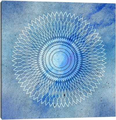 Blue Mandala Two Canvas Art Print - Martina Pavlova