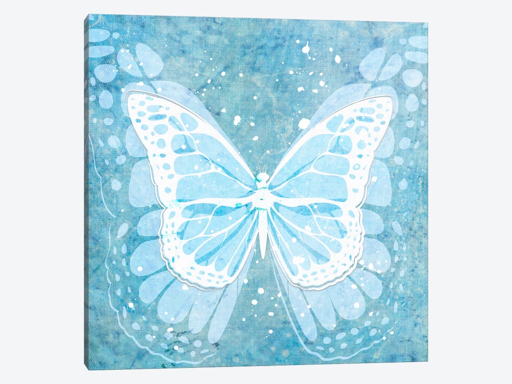 Blue Artsy Butterfly by Martina Pavlova 1-piece Canvas Art