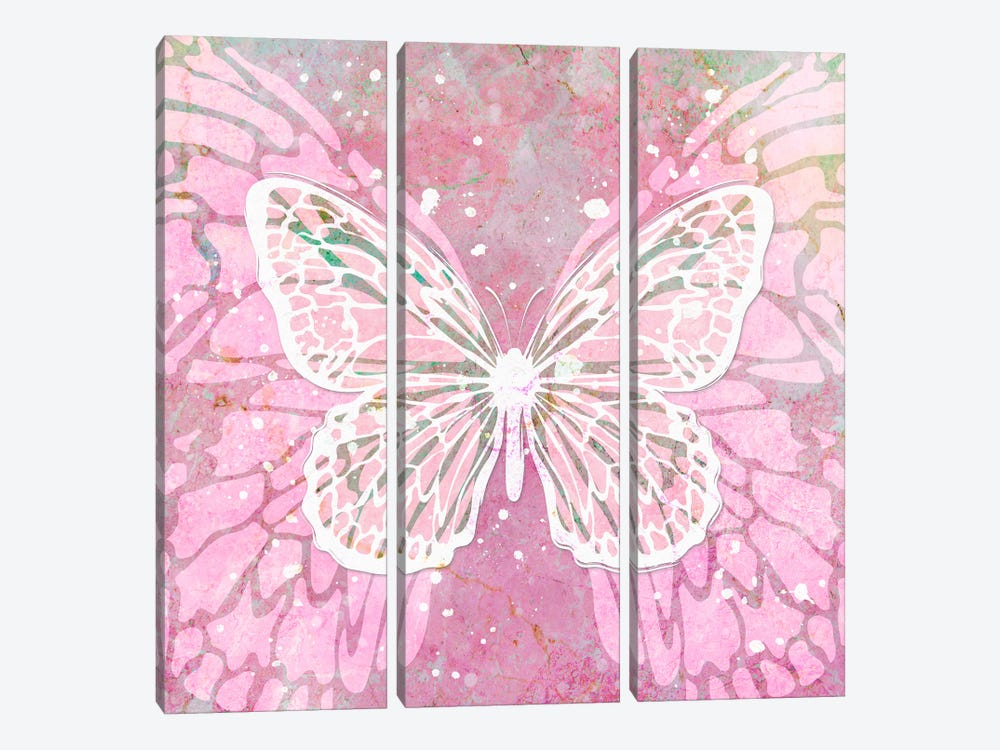 Pink Artsy Butterfly by Martina Pavlova 3-piece Art Print