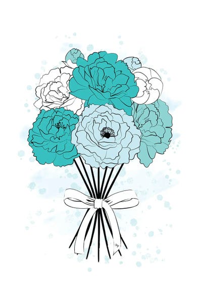 Fine Art Print: Blue Peonies Bouquet by Martina Pavlova