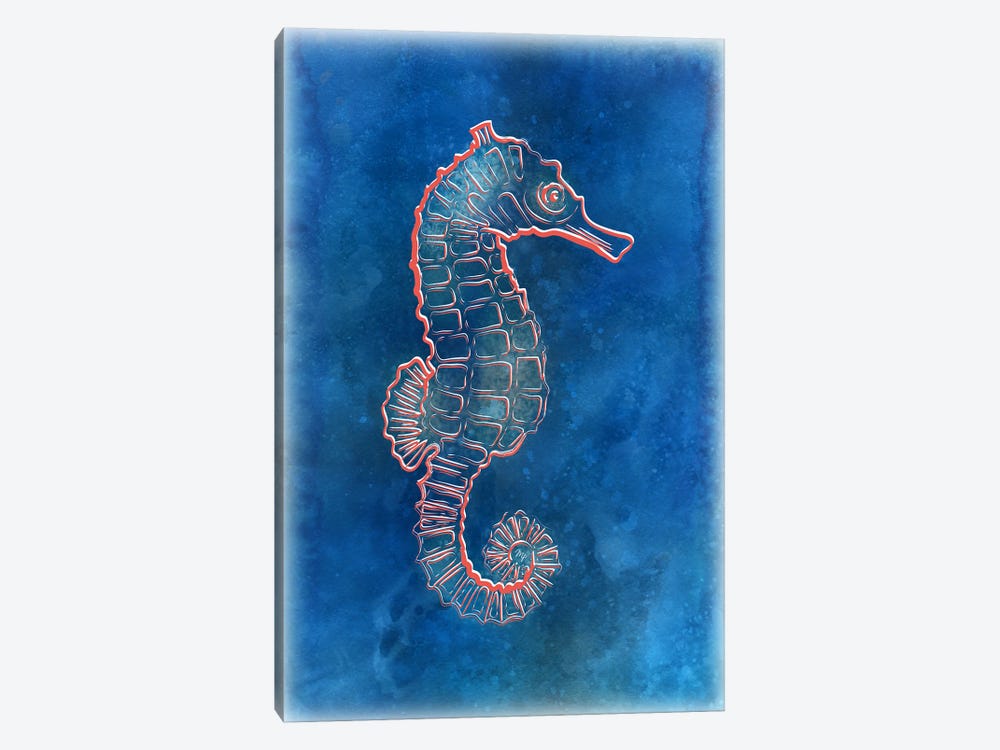 Blue Seahorse by Martina Pavlova 1-piece Canvas Art