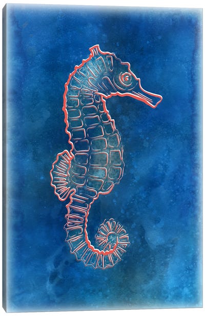 Blue Seahorse Canvas Art Print - Martina Pavlova