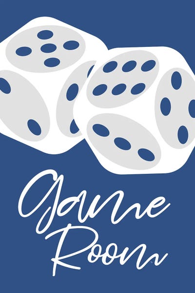 Cards & Board Games: Blue Game Room Sign by Martina Pavlova