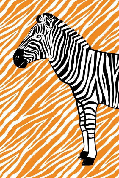 Zebras: Cute Orange Zebra by Martina Pavlova